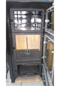 Resim Rekor Lima Tuğlalı Döküm Şömine Kuzine Fırınlı Camlı Uyuyan Soba Döküm 