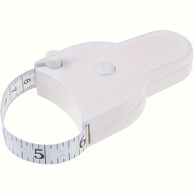 Resim Çift Taraflı CM / İnç Ölçeği ile Taşınabilir Geri Çekilebilir Ölçü Bandı - Y Şekilli Suni Deri Tasarım, Egzersiz, Bel ve Vücut Ölçümleri için Ergonomik Sap ve Kilitleme Düğmesi 