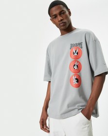 Resim Bugs Bunny Oversize Tişört Lisanslı Arkası Baskılı 