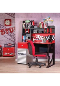 Resim Meltem Kids Pitstop Çocuk Odası Çalışma Masası Kırmızı - Siyah 