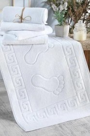 Resim Formeya 3'lü Ayak İzli Ayak Havlusu - Paspas Banyo Seti (3 adet) (Beyaz) 