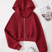 Resim Kadınlar için Kırpılmış Fermuarlı Kapüşonlu Sweatshirt, Günlük Tarz, 2023 Bahar/Sonbahar, Yeni Avrupa ve Amerikan Dar Kesim Hırka Ceket 