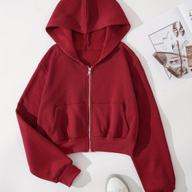 Resim Kadınlar için Kırpılmış Fermuarlı Kapüşonlu Sweatshirt, Günlük Tarz, 2023 Bahar/Sonbahar, Yeni Avrupa ve Amerikan Dar Kesim Hırka Ceket 