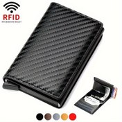 Resim Erkek RFID Engelleme Cüzdanı - Çoklu Kart Yuvaları ile Ultra İnce Alüminyum Alaşımlı, Şık Metal Tasarım, Siyah, RFID Engelleme Cüzdanı | Şık Cüzdan | Alüminyum Alaşımlı Cüzdan 