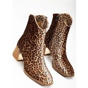 Resim Kadın Topuklu Bot Leopar Desenli Klasik Vardola Taban-3188 Leopar 