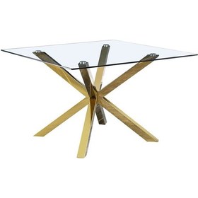 Resim Erika Gold Metal & Cam Kare Yemek Masası 