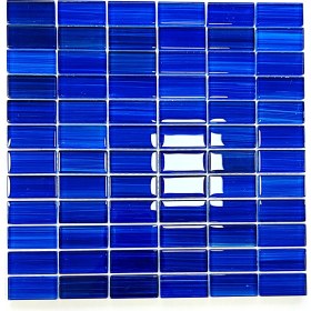 Resim MozaiKristaL Mutfak Tezgah Arası, Havuz, Banyo, Sauna, Spa, ve Yaşam Alanlarının Tüm Yüzeyleri Için. 23X48MM Mavi. 30X30CM. Fileli Kristal Mozaik. 