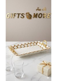 Resim Dikdörtgen Beyaz-gold Sunum Tepsisi 36x22 Cm Çok Renkli 