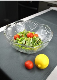 Resim 1 Adet Cam Salata Kasesi 24 Cm Büyük Boy Kase - Defne Şeffaf 