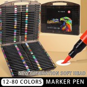 Resim 12/24/36/48/60/80 adet Akrilik Marker Seti, Su Geçirmez, Yıkanabilir, Çoklu Özellik Seçenekleri, Profesyonel Sanat Çizim ve DIY için Uygun, Taş, Cam, Paskalya Yumurtaları, Ahşap ve Kumaş Boyama için Su Geçirmez Markerlar, Tatil Hediyesi 