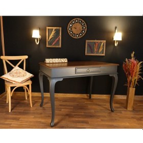 Resim Wooding-Mobilya Wooding 120 Cm Çekmeceli Masif Antrasit Ceviz Çalışma Masası 