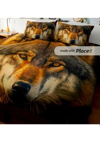 Resim Özel Tasarım Çift Kişilik Nevresim Takımı 240x260 Cm Pamuk Saten2 Sarı - Siyah 