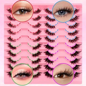 Resim 20 Çift Karışık Paket Şeffaf Çekirdekli Yarı Sahte Kirpikler, 4 Stil Birleştirilmiş, Kuyruk Uzatma, Çapraz, Kabarık, Rahat ve Çok Yönlü, Faux Mink Yarı Sahte Kirpikler 