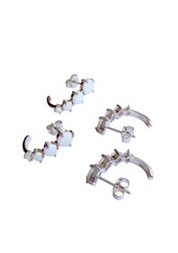 Resim Luna Luster 925 Ayar Gümüş Beyaz Opal Doğal Taşlı Kolye Küpe Kadın Set Sevgililer Günü Hediye Beyaz 