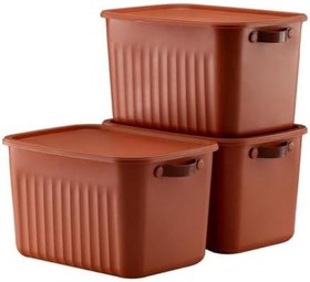 Resim Deconox 1 Adet Düzenleyici Kapaklı Kutu, Dekoratif Saklama Kutusu, Organizer (35cm*25cm*22cm) KREMİT 15 LİTRE 