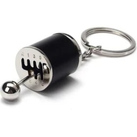 Resim Asel Aksesuarcı Hareketli Araba Vites Anahtarlık Altı Hız Manuel Vites Dişli Shifter Topuzu Metal Anahtarlık 