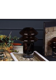 Resim Torıx Cam Vazo 17x17x25 Cm Koyu Kahverengi 