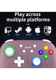 Resim Gizala Kablosuz Oyun Kolu Gamepad Hall Effect Triggers Joystick Switch 2/pc/android/Apple Uyumlu iOS Lila 