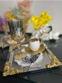 Resim Plt Design 6'lı 3 Boyutlu Kelebek Desenli Nakış Işleme Keten Çay,kokteyl Ve Kahve Yanı Sunum Peçetesi Şeffaf 