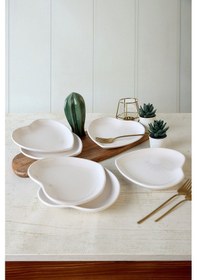 Resim Keramika Beyaz Kalp Pasta Tabağı 20 Cm 6 Adet 006 Beyaz 