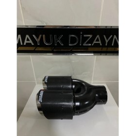 Resim Mayuk Dizayn Akrapovic 76MM Krom Çiftli Eşit Egzoz Ucu Her Araca Uyumlu 1 Adet 