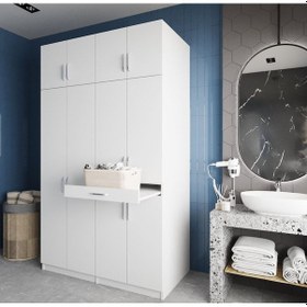 Resim Modena Çamaşır Ve Kurutma Makinesi Dolabı Banyo Dolabı Beyaz Beyaz 