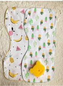 Resim İkili Müslin Çift Katlı Çıtçıtlı Mama Önlüğü/omuz Örtüsü Çok Renkli 