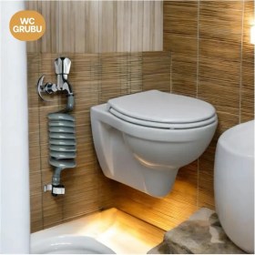 Resim Plasyay Spiral Wc Taharet Hortumu Duvar Sabitlemeli Kelepçeli Yeni Ürün 1.5 Metre 