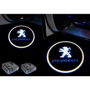 Resim Mycl Peugeot 2 Adet Araçları Için Pilli Yapıştırmalı Mesafe Sensörlü Kapı Altı Led Logo / Projektör 