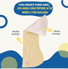 Resim Organik Pamuk Kumaş Müslin Çift Yönlü Çok Amaçlı Omuz Örtüsü 