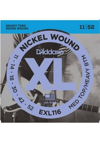 Resim D'addario Exl116 Elektro Gitar Tel Seti. Xl. 11-52. Med Top/Heavy 