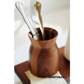 Resim Meturas Akasya Ahşap Kaşıklık Organizer Kutu- Mutfak Düzenleyici, 10 x 12.7 cm 