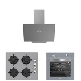 Resim 3'lü Gri Cam Ankastre Set (3481 Flam 60 - CS5335S02 - BO65E1S01) 