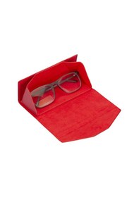 Resim Smart Glass Deri Gözlük Kılıfı V4EF Kırmızı 