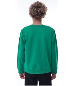 Resim Yeşil Erkek Çocuk Sweatshirt Rahat Kalıp Pamuklu İki İplik Kumaş Yeşil 