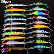 Resim Kırmızı Balık, Levrek, Turna, Yayın Balığı, Alabalık, Uskumru için 20 Parça Yem Takımı - Keskin #6 saç tokası ile Çok Renkli Minnow Crankbaits, Dayanıklı ABS Malzemeden 