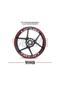Resim Yamaha Mt-07 Jant Sticker Dış Ve İç Set Sticker Jant Şeridi Kırmızı 