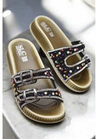 Resim 45560 Rahat Taban Taşlı Günlük Kadın Terlik Siyah 