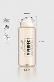Resim Renga Saga Loop Yazı Desenli 1000 ml Tritan Matara 912138 Bej 