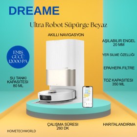 Resim Roborock 12000Pa emiş gücüyle Ultra Robot Süpürge Beyaz 