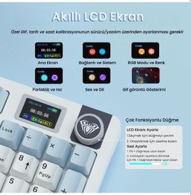 Resim Aula S98 Pro 3 Modlu Rgb Hot Swap Mekanik Star Vector Switch Kablosuz Makrolu Klavye Lacivert 