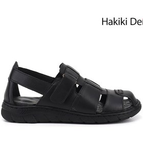 Resim Gönderi(R) Gönderi R Erkek Siyah Cırtlı Hakiki Deri Comfort Sandalet Dyma83242832 