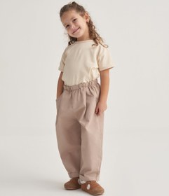 Resim Unisex Çocuk Gabardin Pilili Pantolon Bej - 3-4 Yaş 