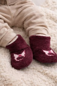 Resim pufien Bebek & Çocuk Kaydırmaz Tabanlı Ev Botu / Panduf / Kışlık Peluş Bot / Sevimli Desen 