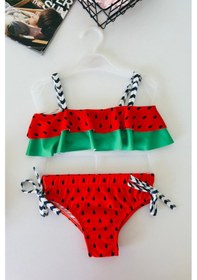 Resim Miniğimin Cicileri Karpuz Desenli Kız Çocuk 2 Li Mayo Bikini ... Kırmızı 