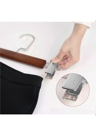 Resim Faravis Atelier Ceviz Renk Ahşap Pantolon Ve Etek Askısı Gümüş Amerikan Kancalı 10 Adet Özel Seri 