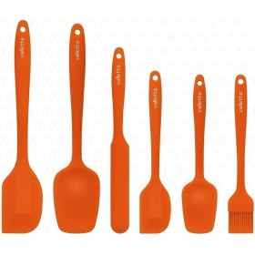 Resim Valletta Drongo Dayanıklı Yanmaz Yapışmaz Silikon Spatula Seti 6 Parça Turuncu 