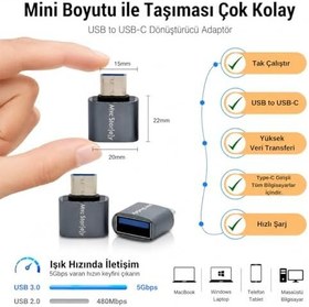 Resim McStorey USB-C USB 3.0 Dönüştürücü | 5Gbps Veri Aktarımı | MacBook, iPad Pro ve USB-C Destekli Cihazlar için Type-C USB Adaptör Gri 