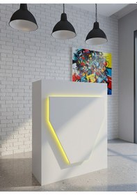 Resim Resital Ledli Karşılama Bankosu G-90 Cm Ofis Kasa Resepsiyon Masası Banko-001-1-1 