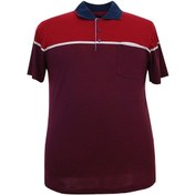 Resim Büyük Beden Erkek Tişört Polo Yaka Pike Bordo Cepli Bordo 